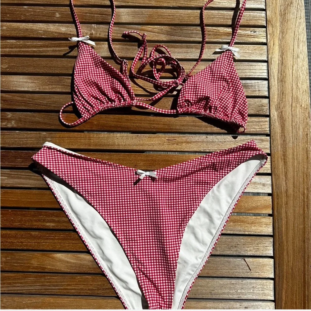 Frankie’s Bikinis Gingham Bikini Set